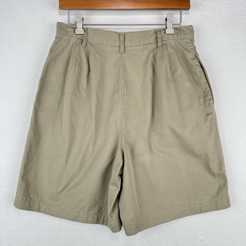 80's Vtg Ralph Lauren Khaki 7" Shorts Women's 10 Pleated High Waist USA Union - Picture 2 of 10
